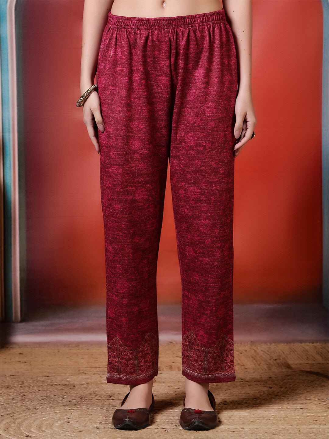 Floral Embroidered Straight Winter Wear Kurta & Trousers Sets