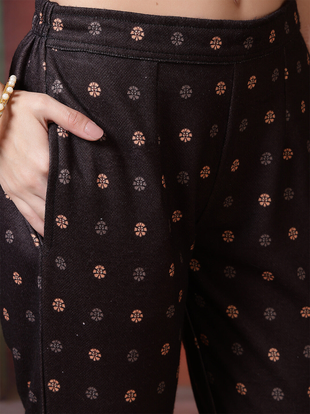 Floral Embroidered Straight Winter Wear Kurta & Trousers Sets