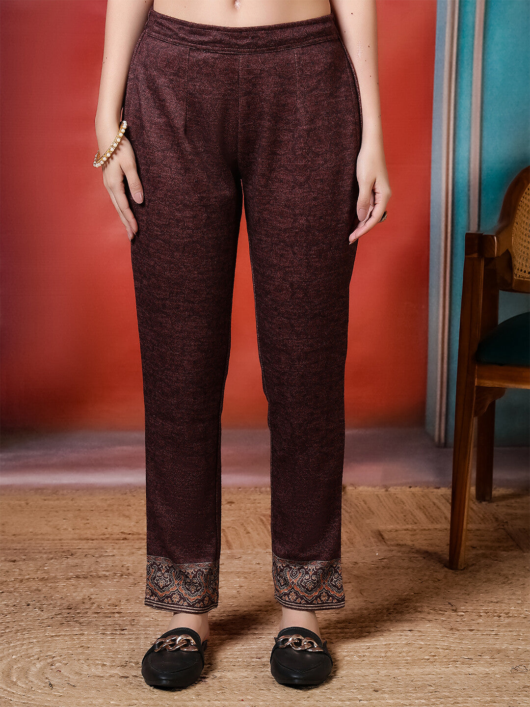 Floral Embroidered Straight Winter Wear Kurta & Trousers Sets