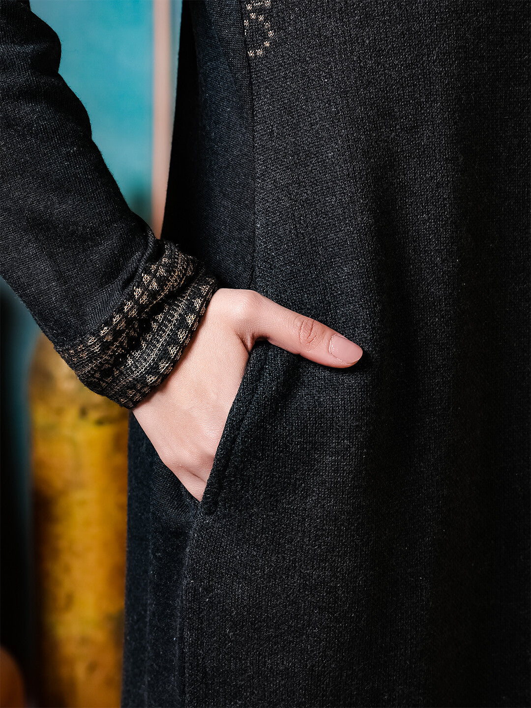 Floral Woven Design Straight Winter Wear Kurta