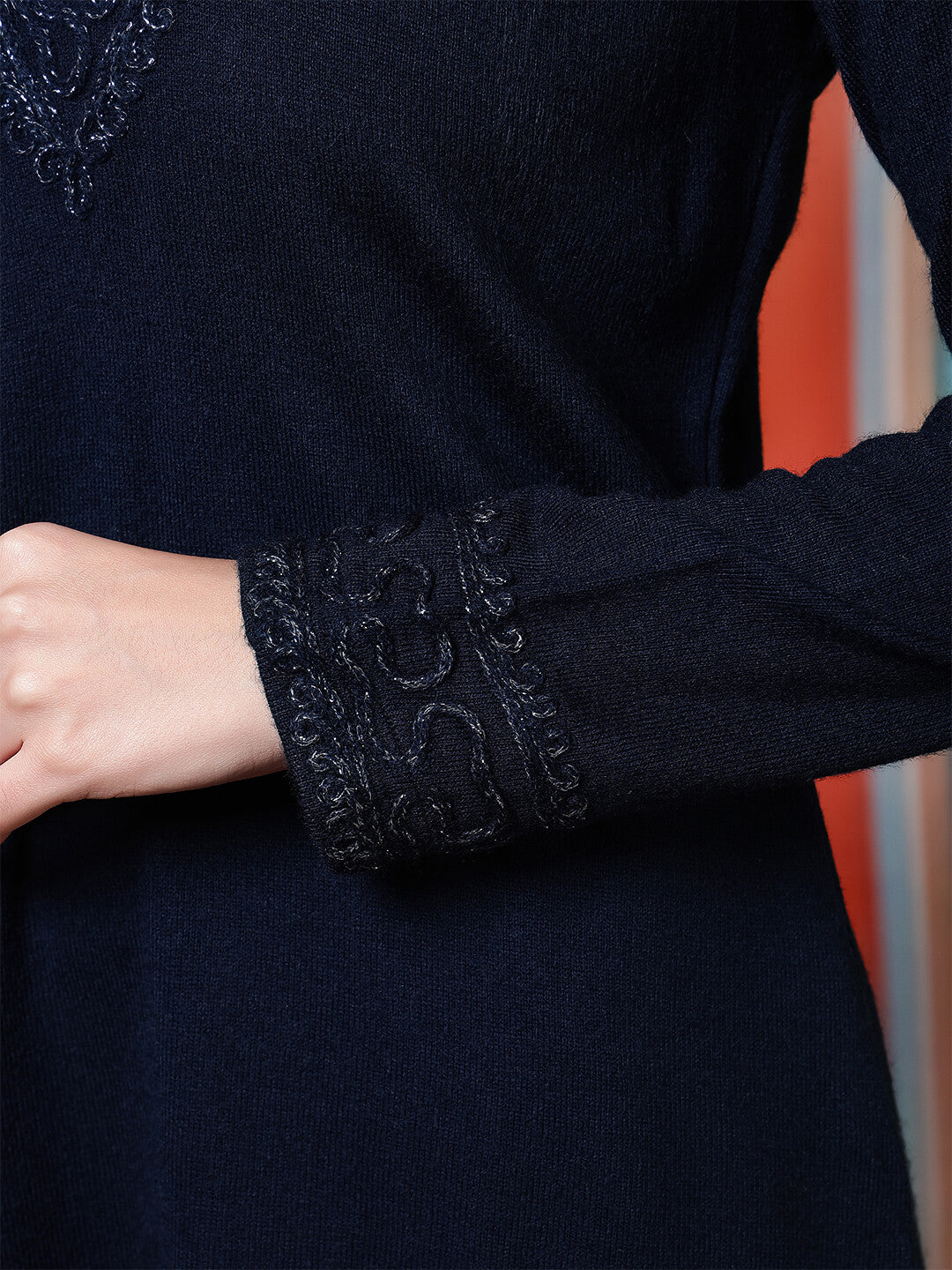 Floral Embroidered Straight Winter Wear Kurta