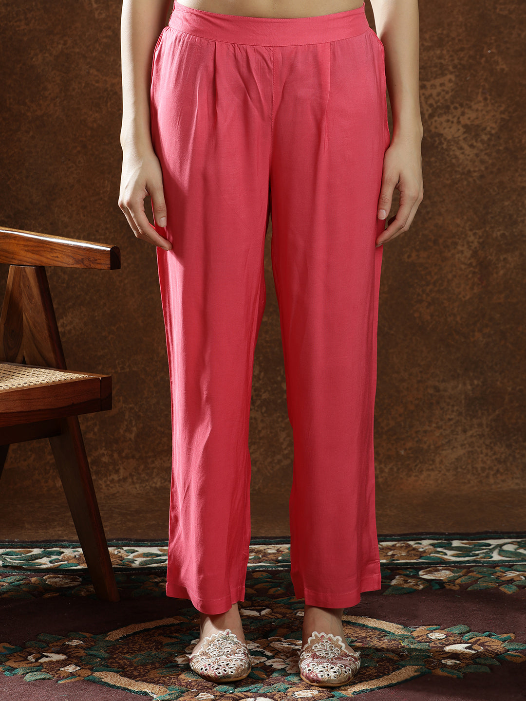 Floral Embroidered A-Line Kurta & Trousers Sets