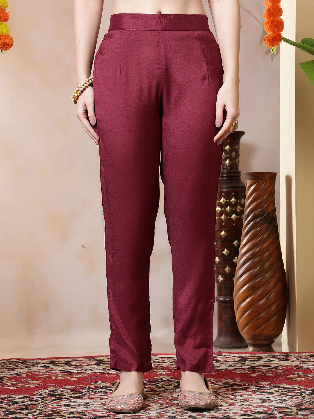 Floral Embroidered Straight Kurta & Trousers Sets