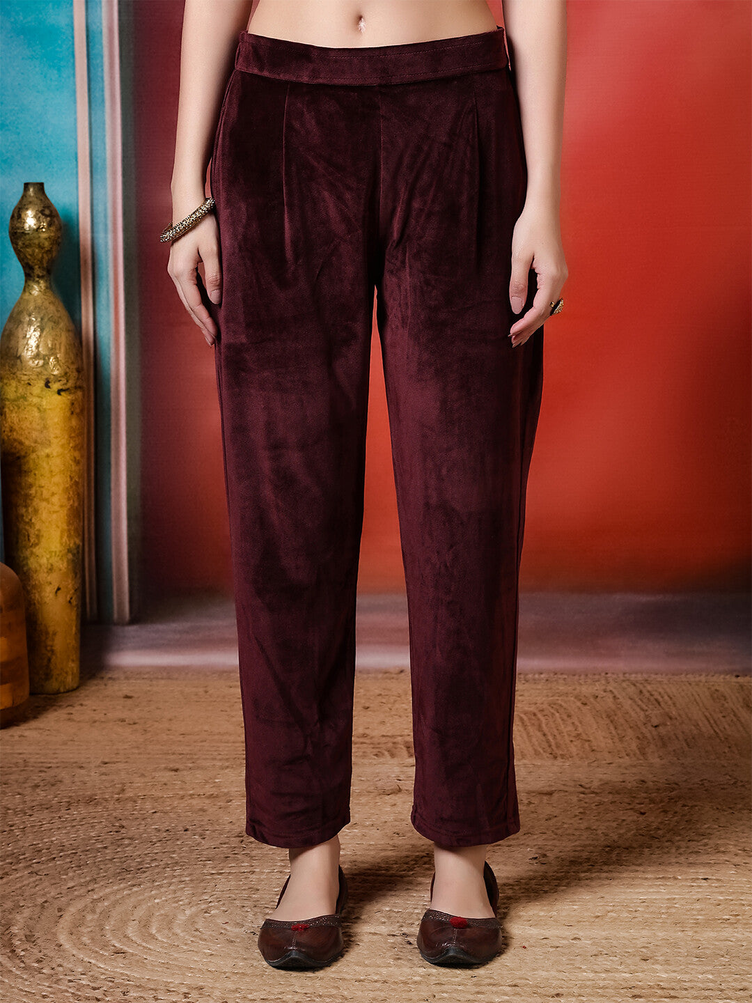 Floral Embroidered Straight Winter Wear Kurta & Trousers Sets