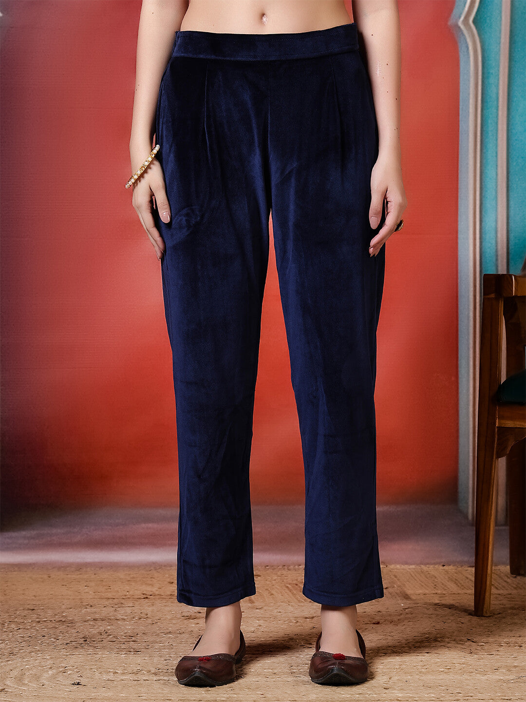 Floral Embroidered Straight Winter Wear Kurta & Trousers Sets