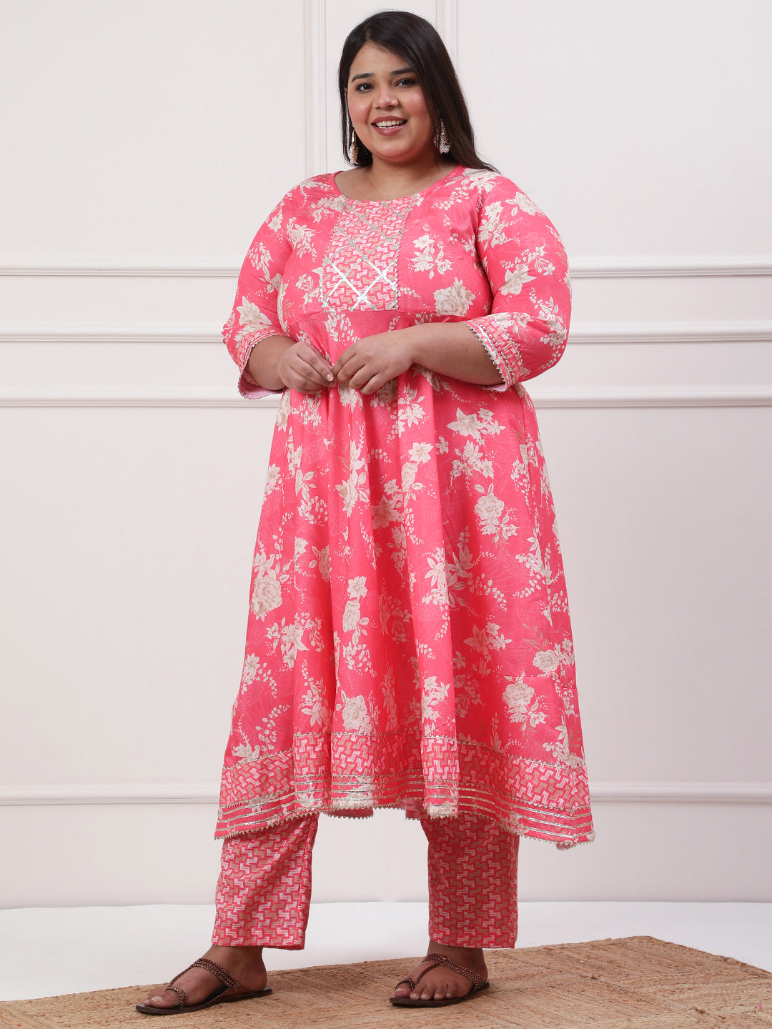 Plus Size Floral Printed And Gotta Work Suit Set