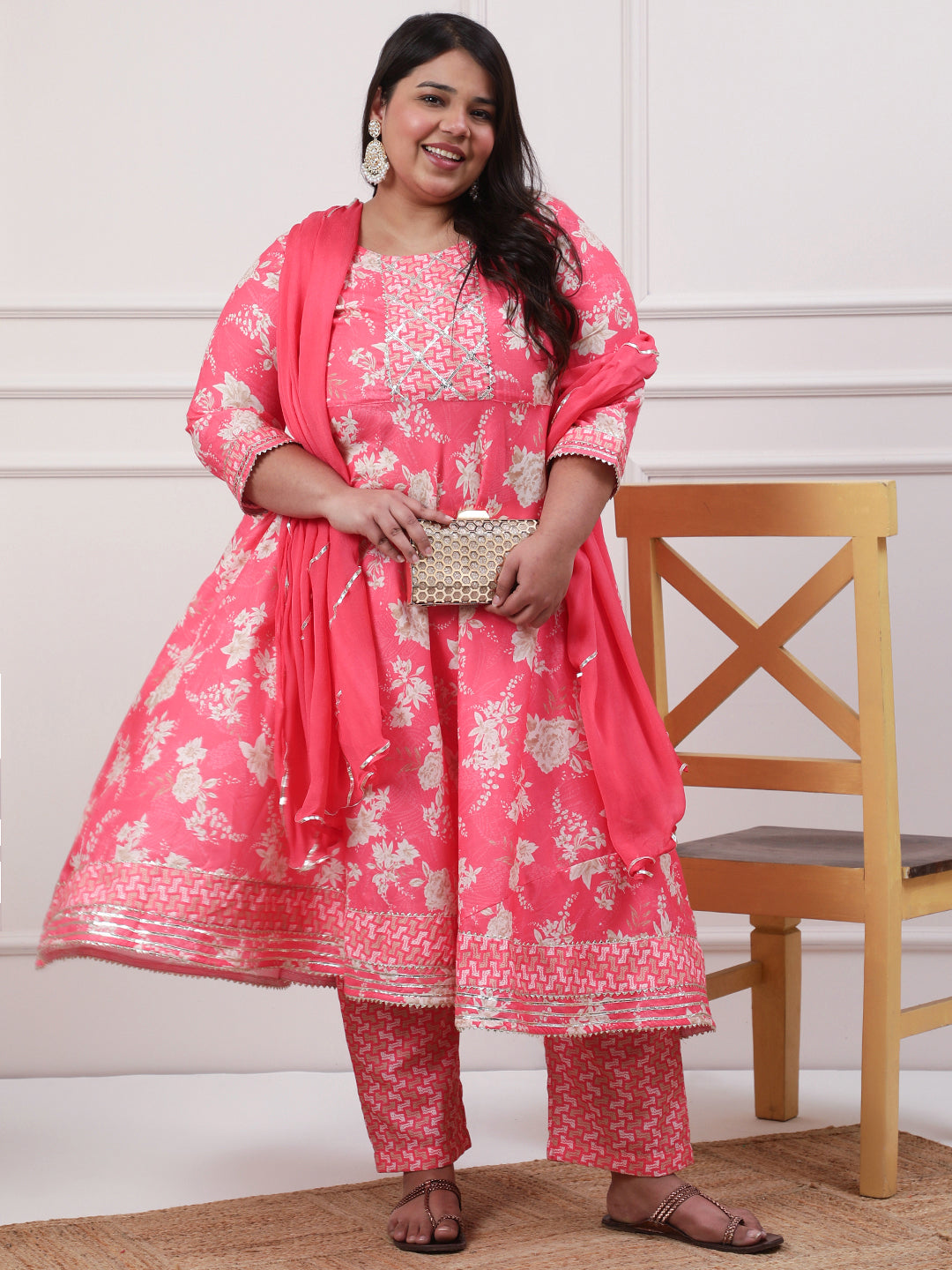Plus Size Floral Printed And Gotta Work Suit Set