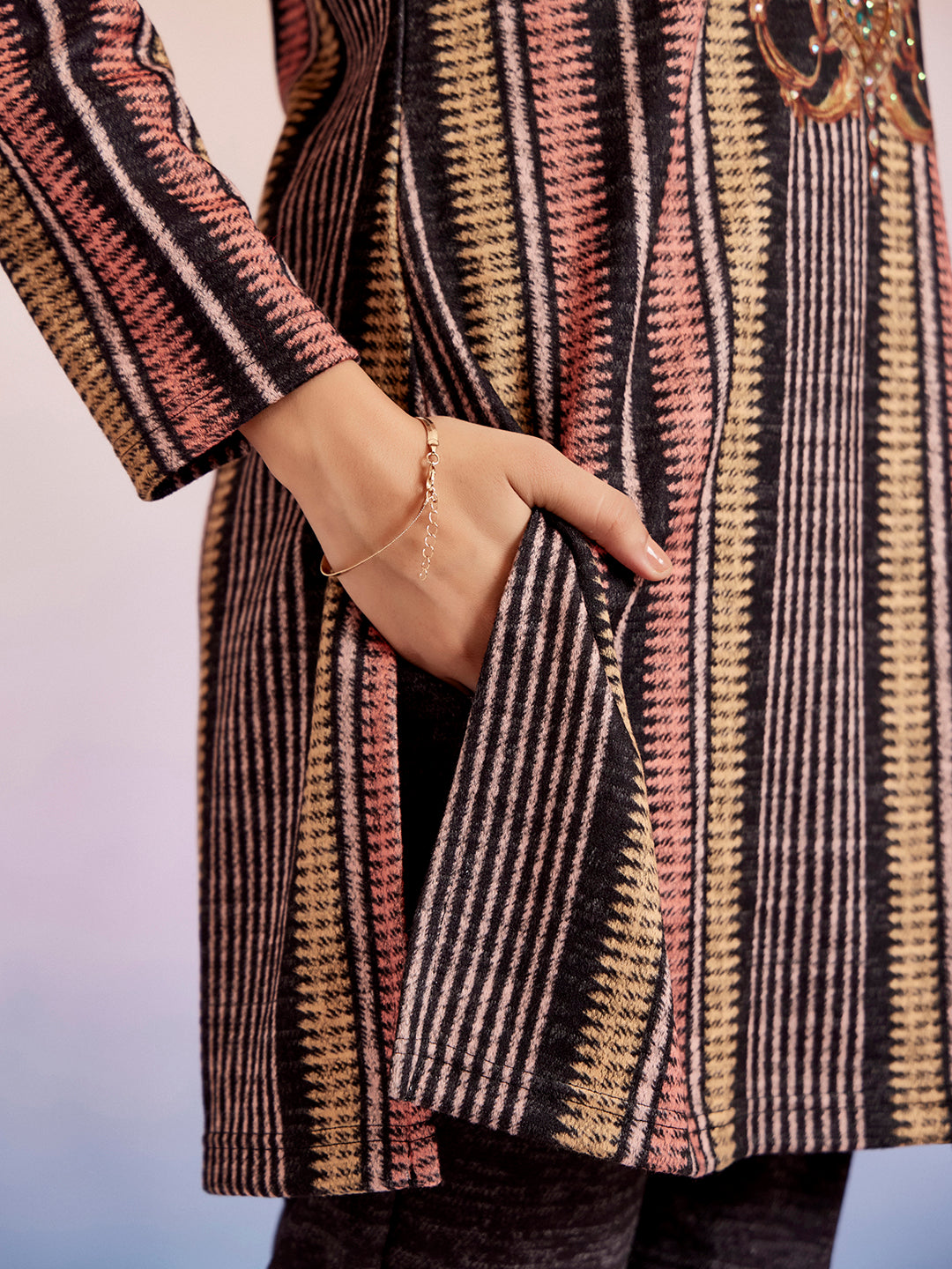 Black Embroidered Woolen Co-ord Set