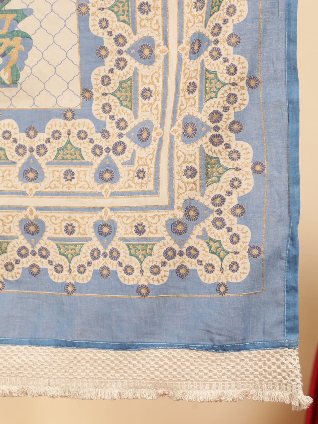 Blue Ethnic Motif Printed Cotton Straight Kurta With Pants And Dupatta