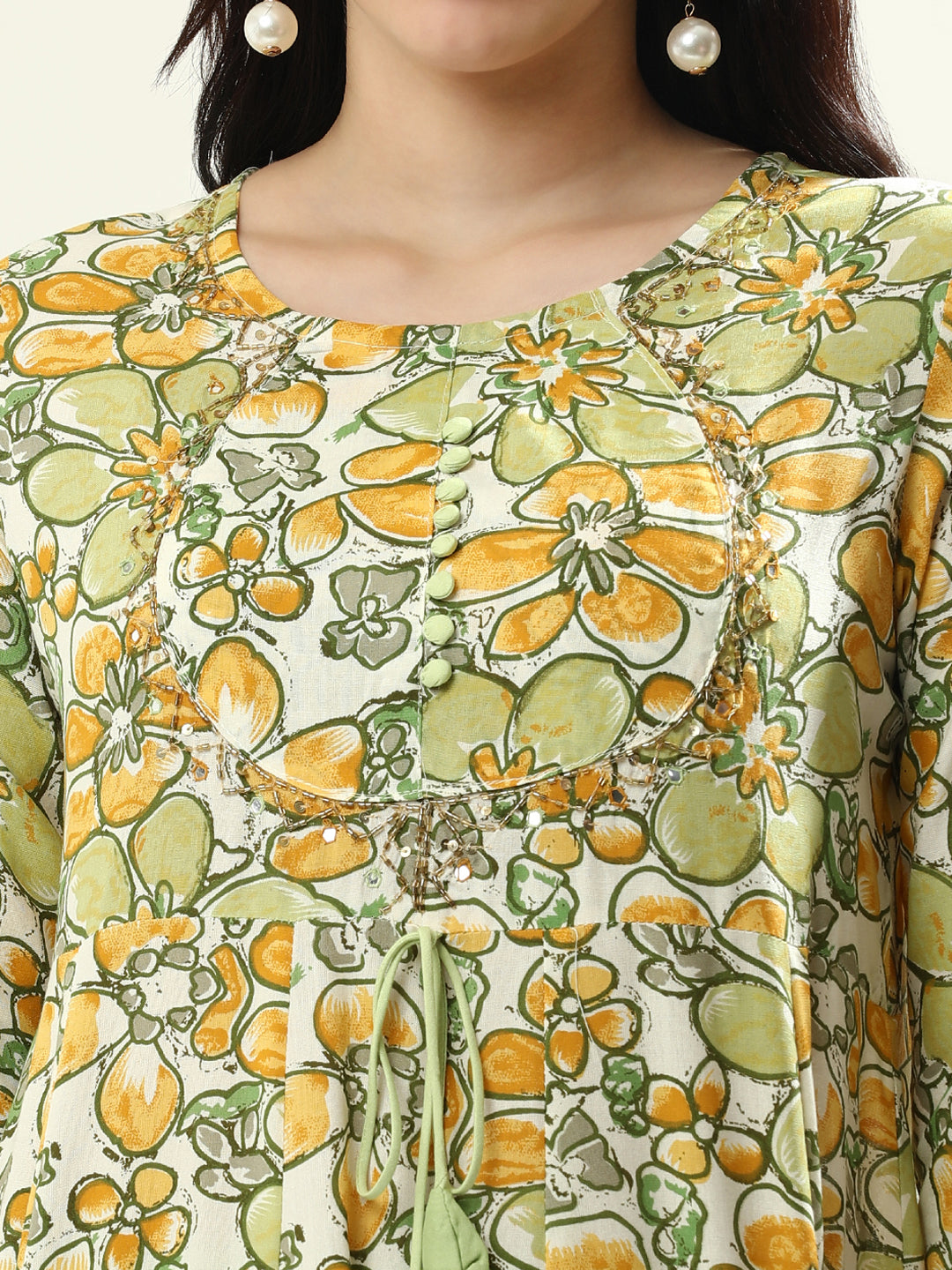 Embroidered Pure Cotton Floral Flared Kurta Sets With Dupatta