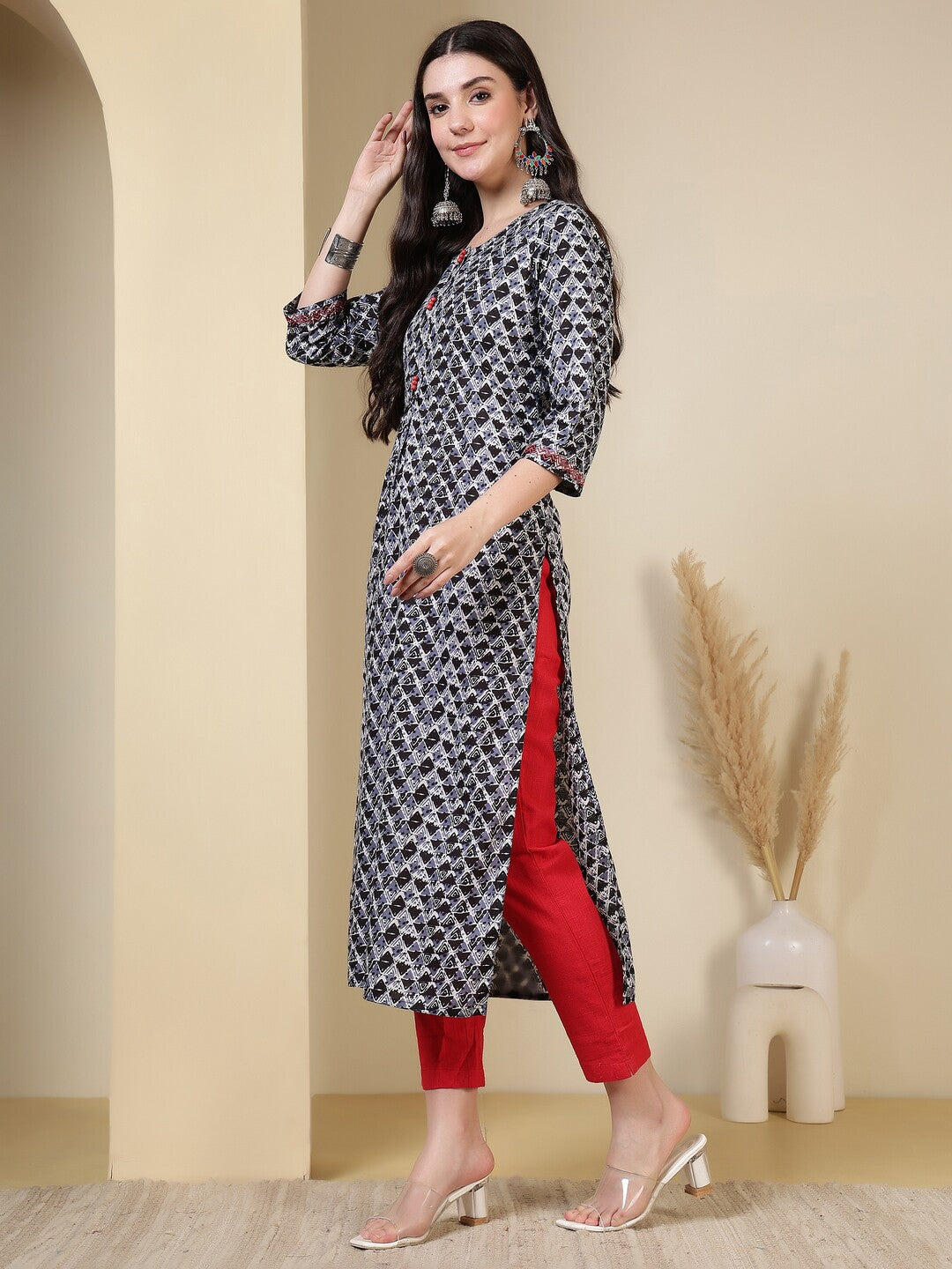 Floral Printed Straight Pure Cotton Kurta