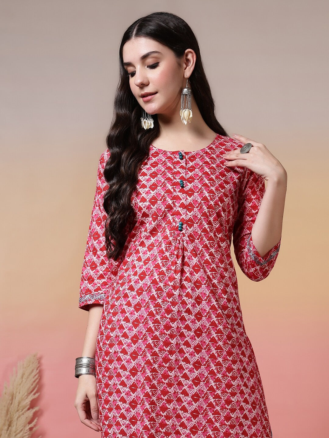 Floral Printed Straight Pure Cotton Kurta