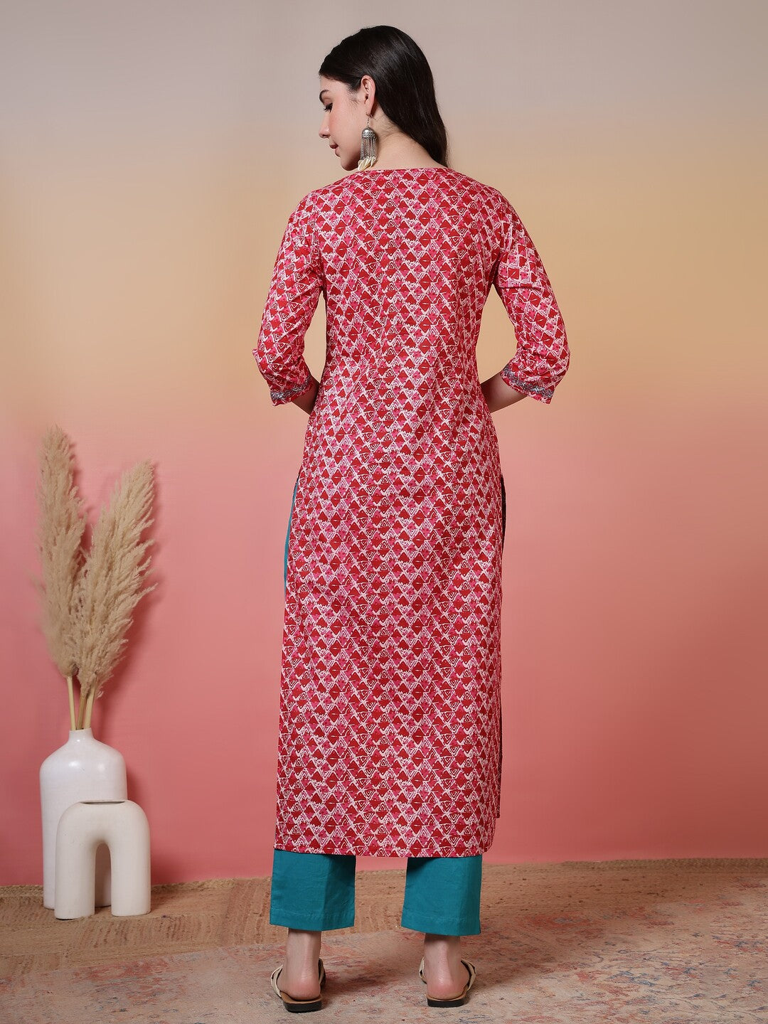 Floral Printed Straight Pure Cotton Kurta