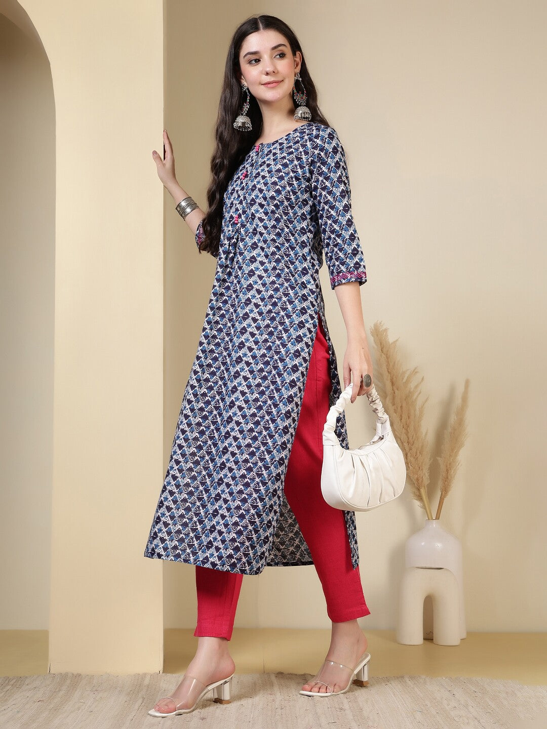 Floral Printed Straight Pure Cotton Kurta
