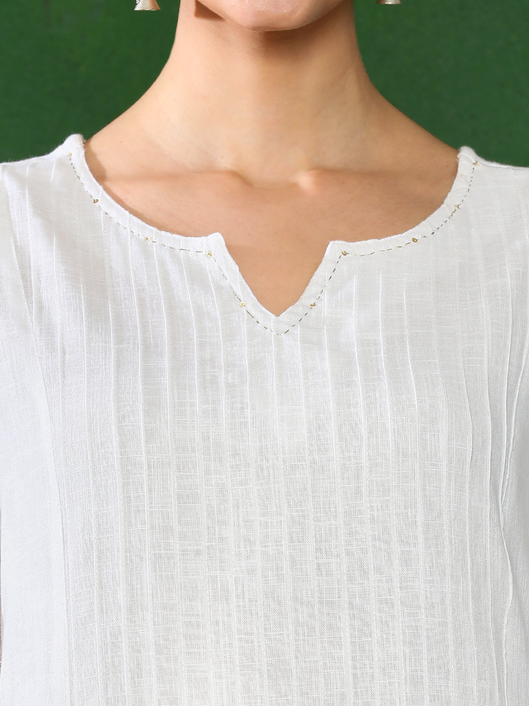 White Cotton Pin Tucks Straight Kurta