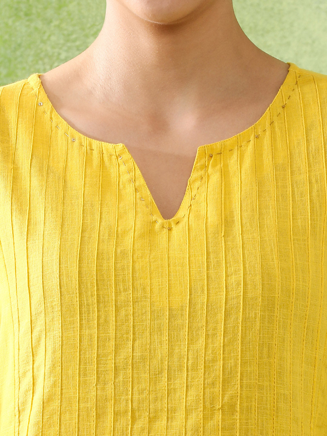 Woven Design Embroidered Straight Pure Cotton Kurta