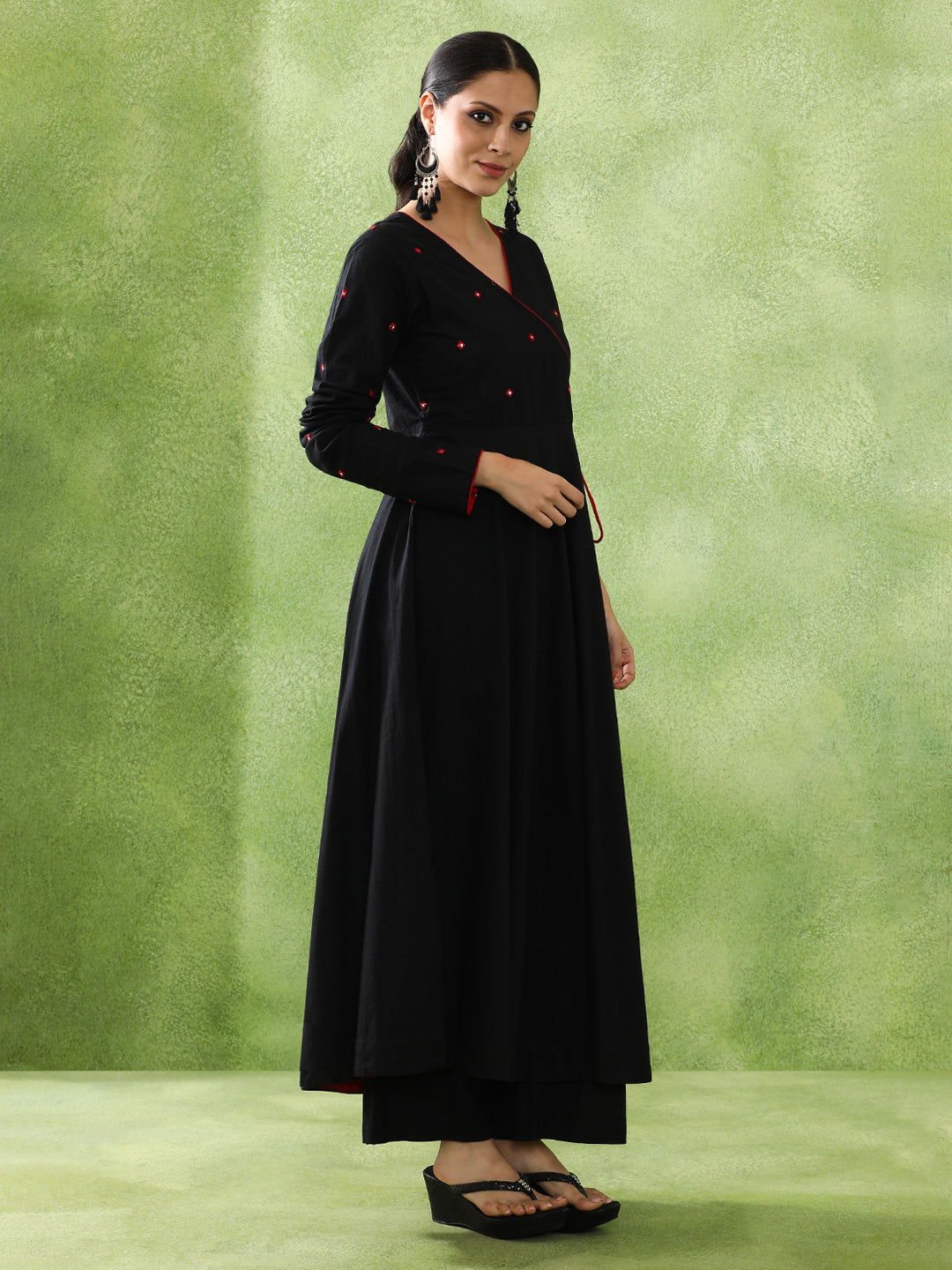 Embroidered A-Line Pure Cotton Kurta & Trousers Sets