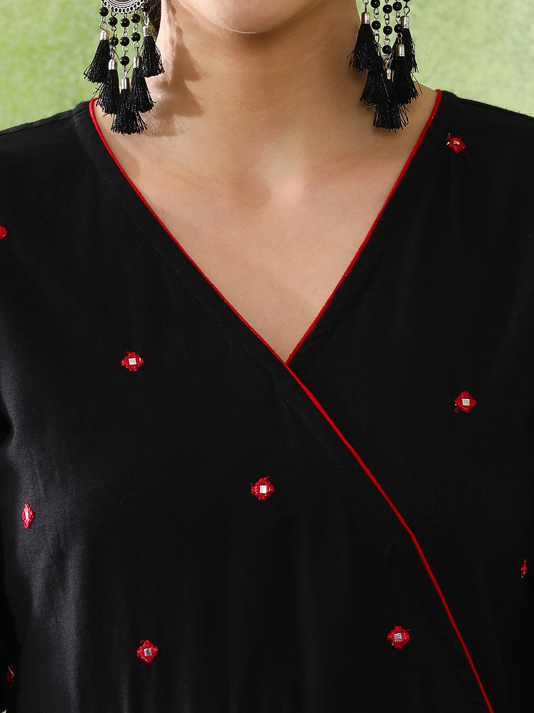 Embroidered A-Line Pure Cotton Kurta & Trousers Sets