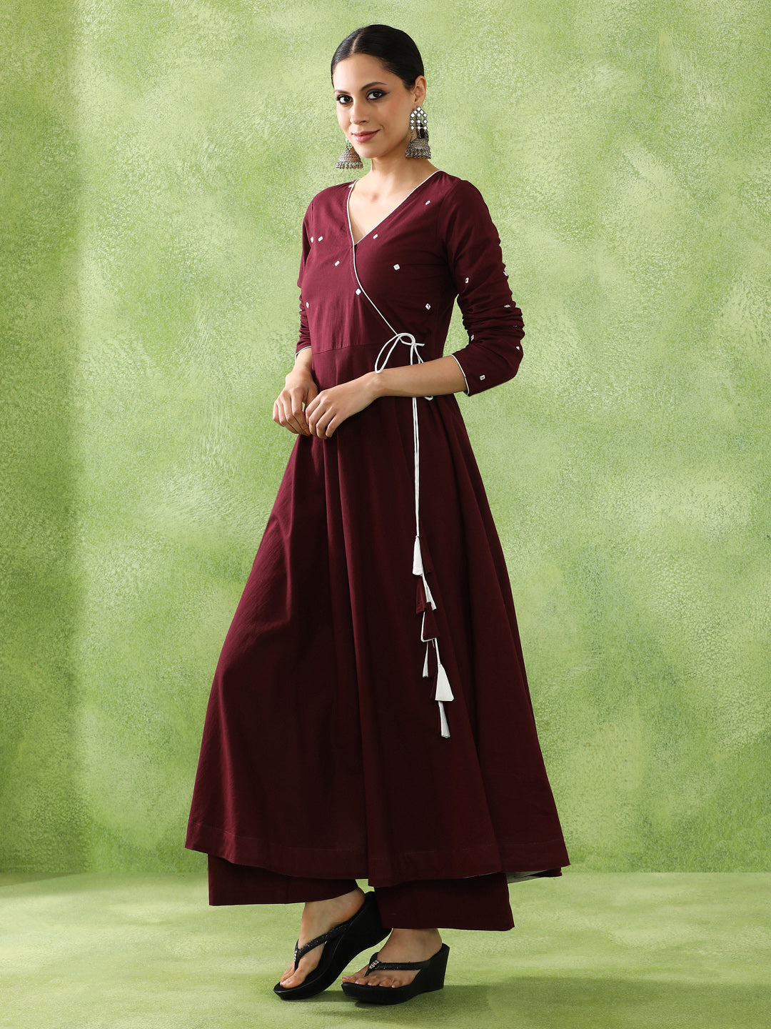 Embroidered A-Line Pure Cotton Kurta & Trousers Sets