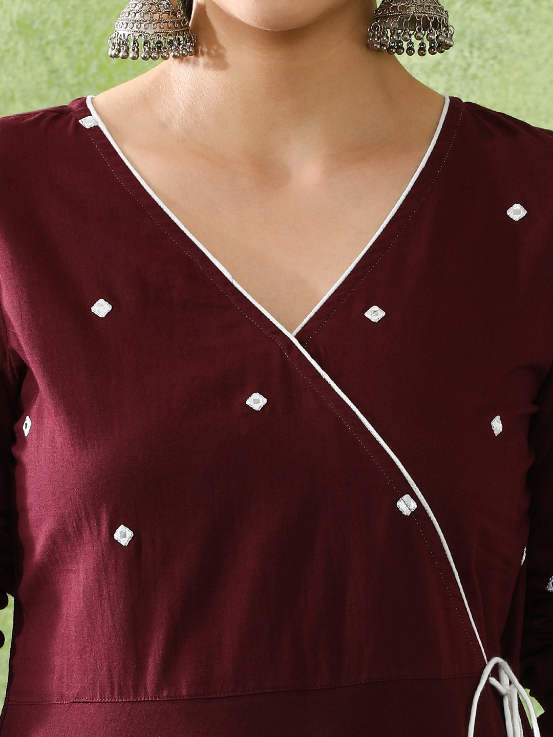 Embroidered A-Line Pure Cotton Kurta & Trousers Sets