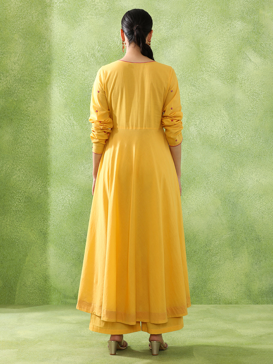 Embroidered A-Line Pure Cotton Kurta & Trousers Sets