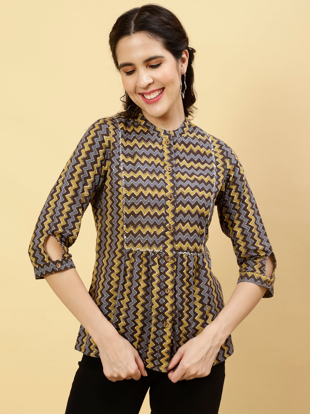 Buy online Multicolored Zig-zag Print Kurta from Kurta Kurtis for Women by  Cotton Curio for ₹799 at 0% off | 2024 Limeroad.com