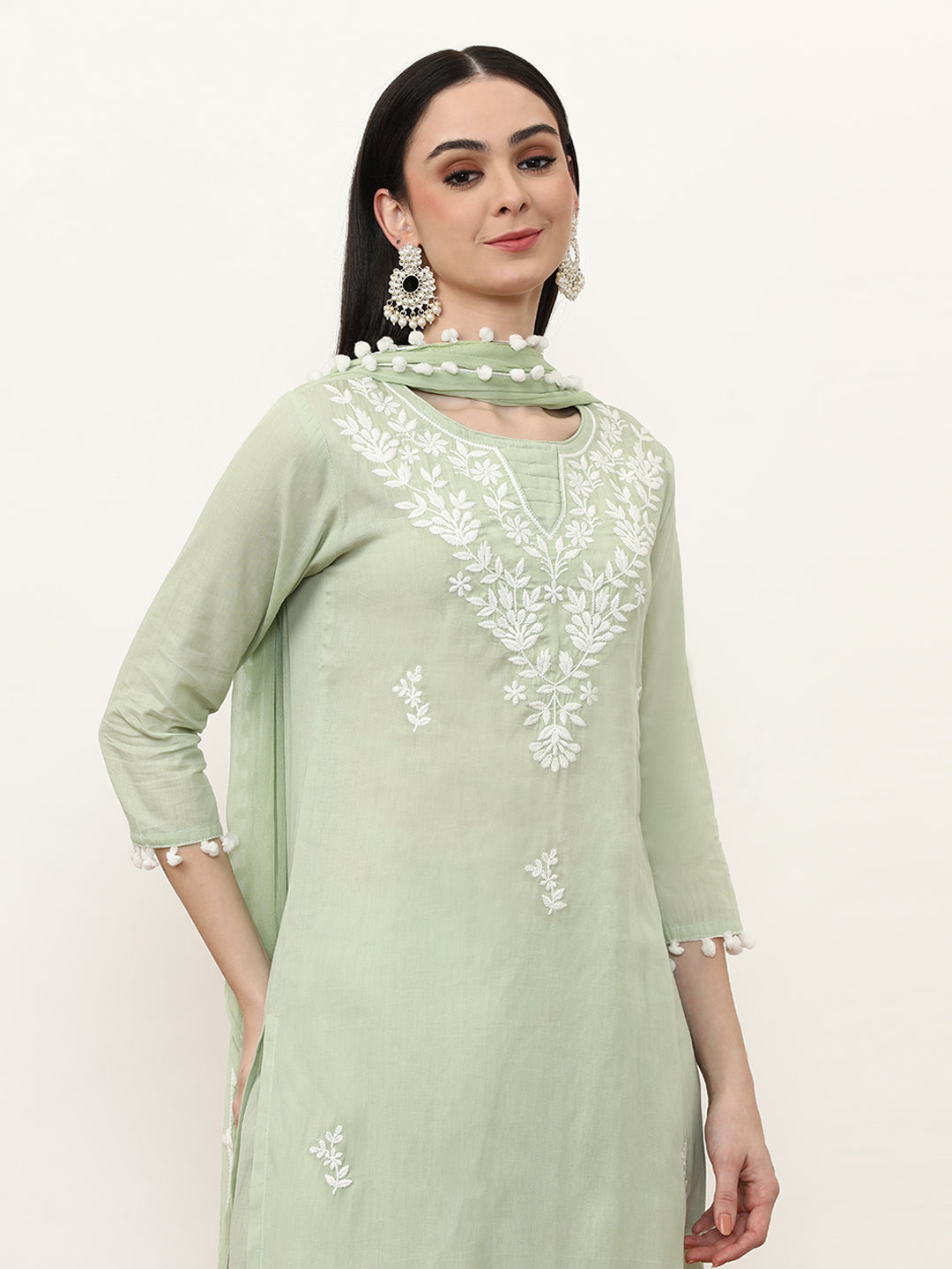 Embroidered Ethnic Motifs Kurta Sets With Dupatta