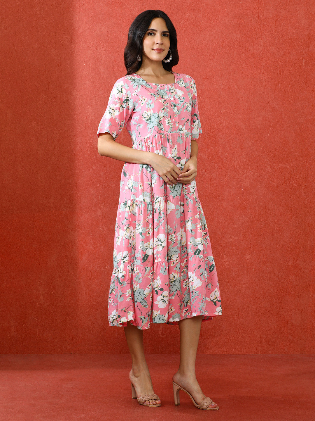 Floral Printed A-Line Ethnic Dress