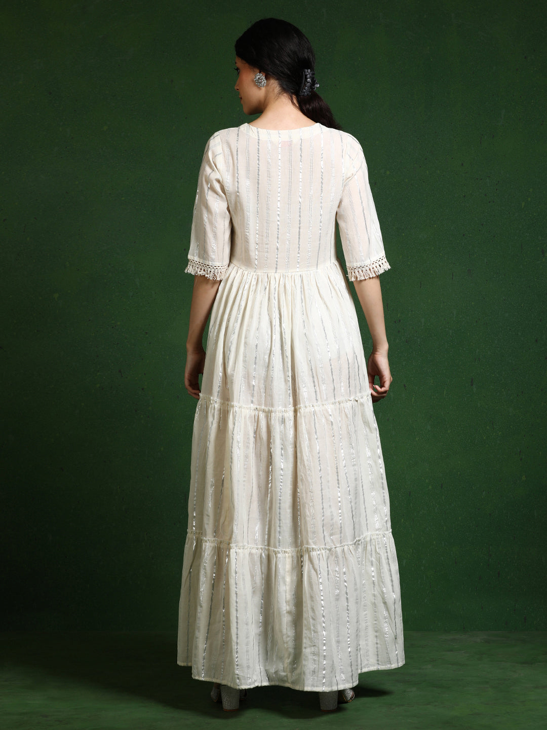 Striped A-Line Pure Cotton Dress