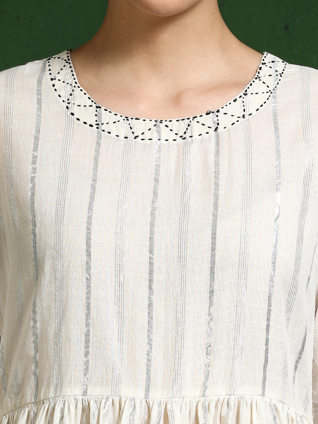 Striped A-Line Pure Cotton Dress