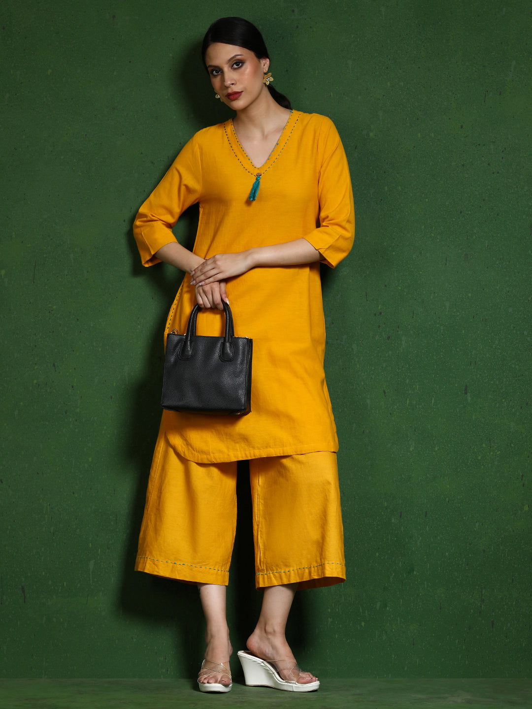 Pure cotton Solid kurta sets with palazzo