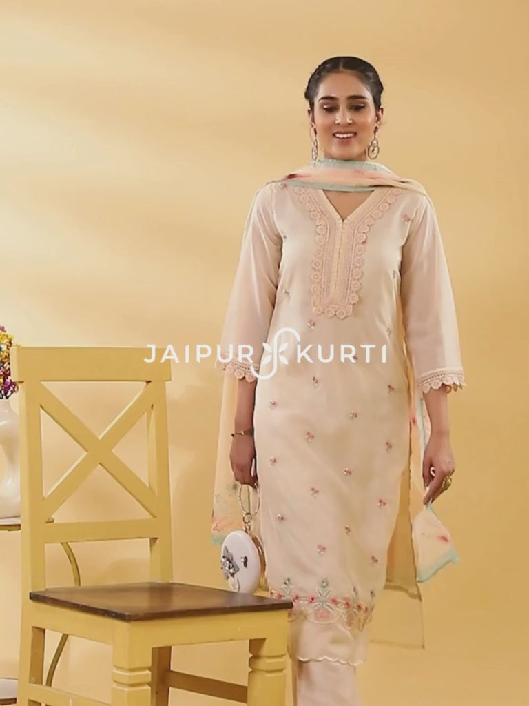 Buy Jaipur Kurti Women's Cotton Salwar Suit Set (JKPAT4051-L_Off  White_Large) at Amazon.in