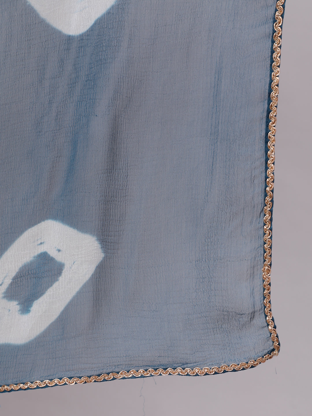 Teal Silk Jacquard Embroidered Straight Kurta With Pants And  Tie-Dye Chiffon Dupatta