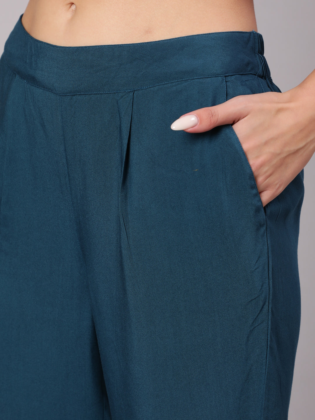 Teal Silk Jacquard Embroidered Straight Kurta With Pants And  Tie-Dye Chiffon Dupatta