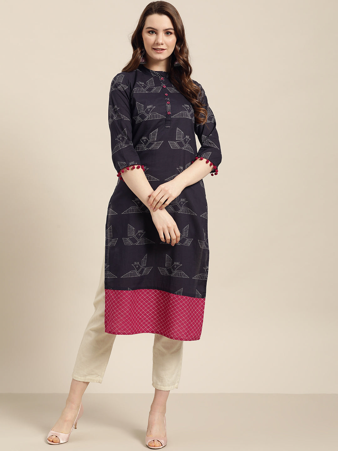 Purple Quirky Straight Cotton Kurta