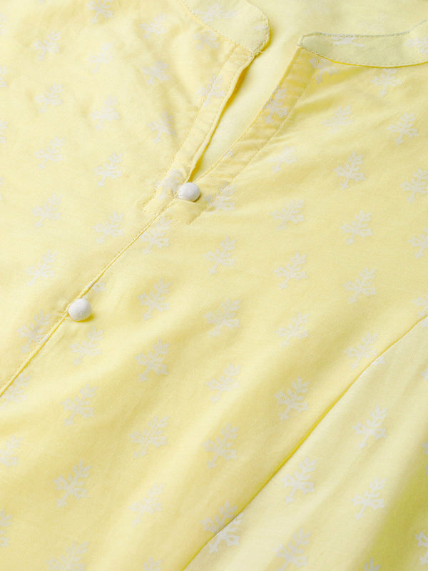 Yellow Printed Flared Dress