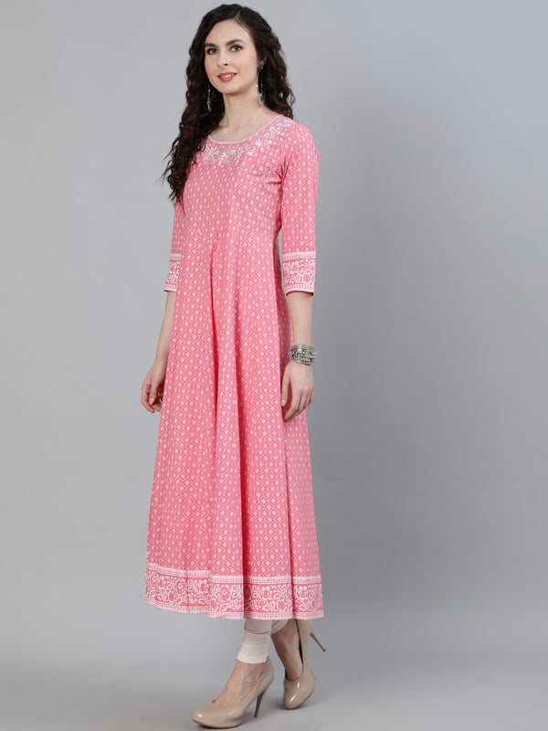 buy pink anarkali kurta for women