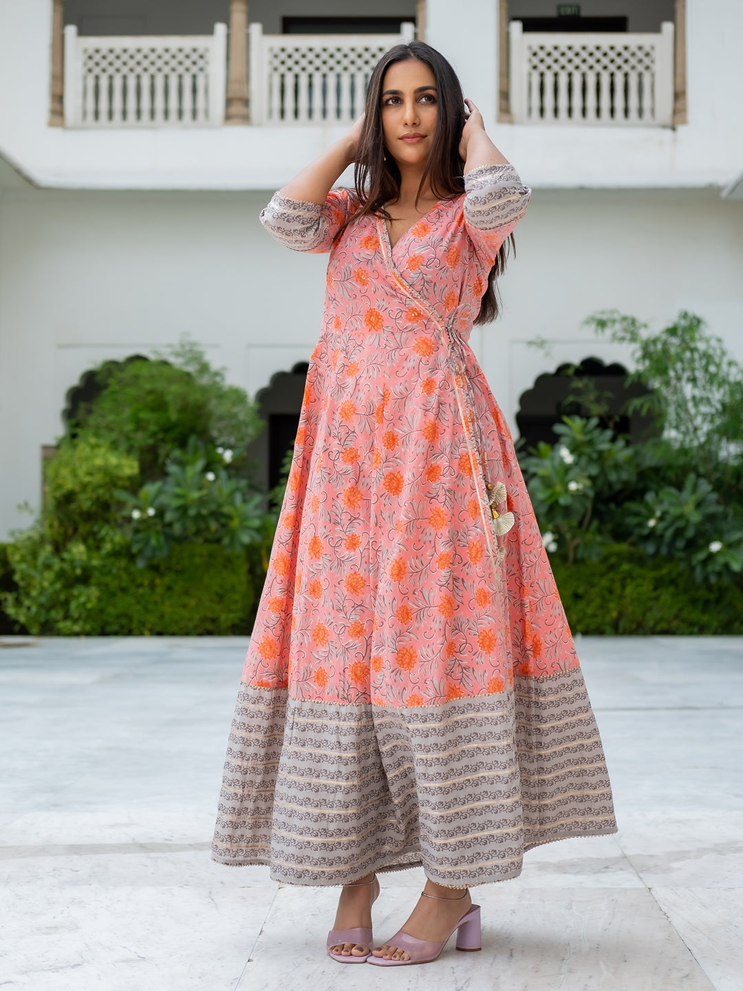 Hand Block Blue And White Printed Angrakha Anarkali, Size: XS-7XL at Rs 650  in Jaipur