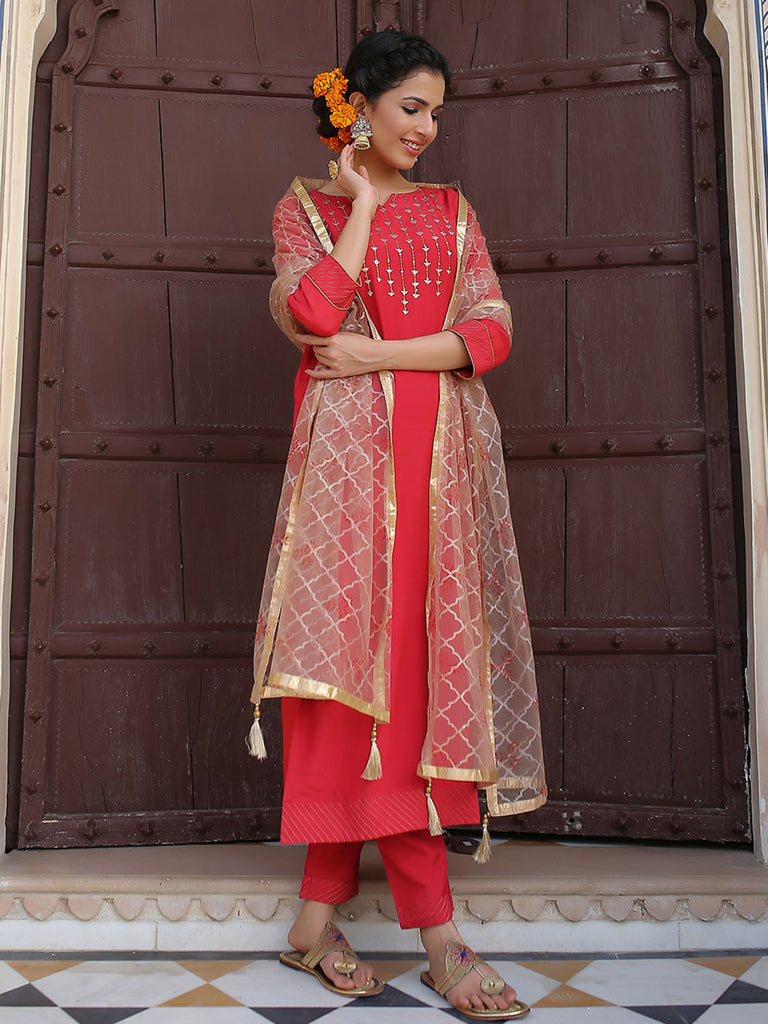 Jaipur Kurti Printed Kurta, Trouser/Pant & Dupatta Set - Buy Jaipur Kurti  Printed Kurta, Trouser/Pant & Dupatta Set Online at Best Prices in India |  Flipkart.com