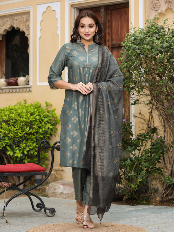 Regular 4 Color Available Banarasi Silk Woven Designed Stitched Kurti