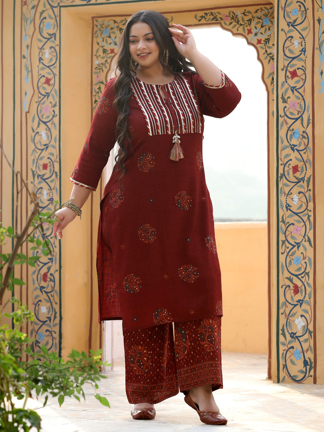 Maroon Kurta With Palazzo