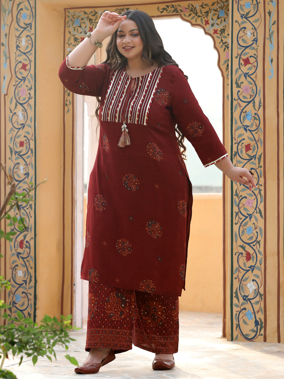 Maroon Kurta With Palazzo