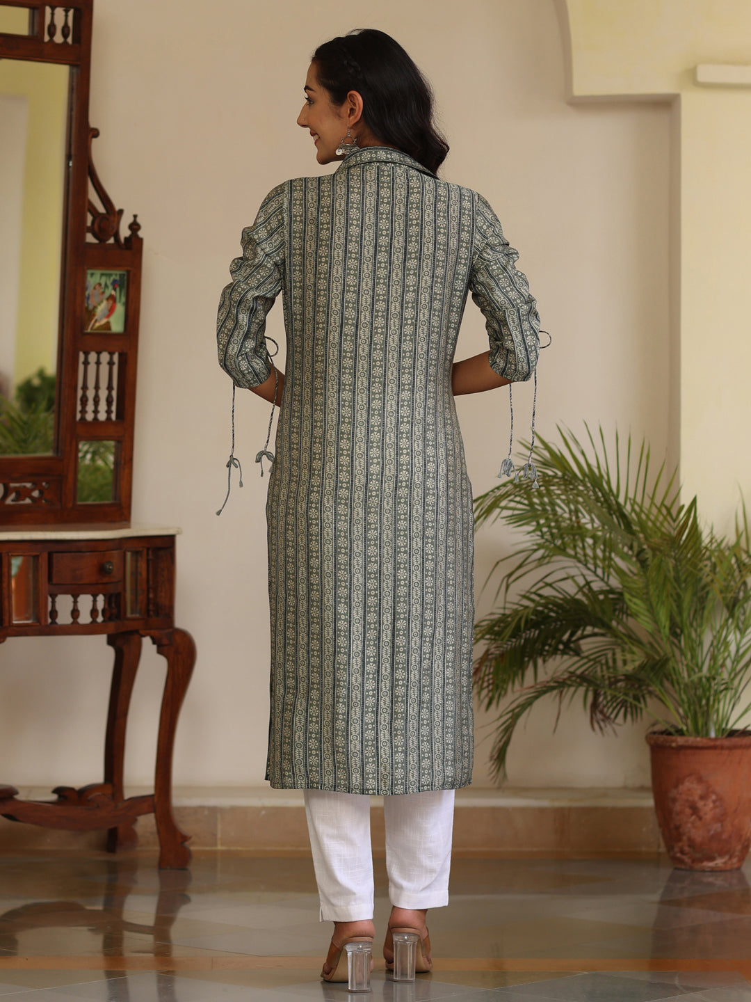 Printed Chanderi Straight Kurta