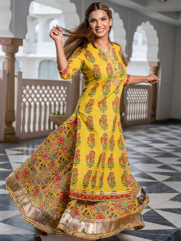 Buy Yellow Printed Attached 'top And Skirt' Dress Online - W for Woman