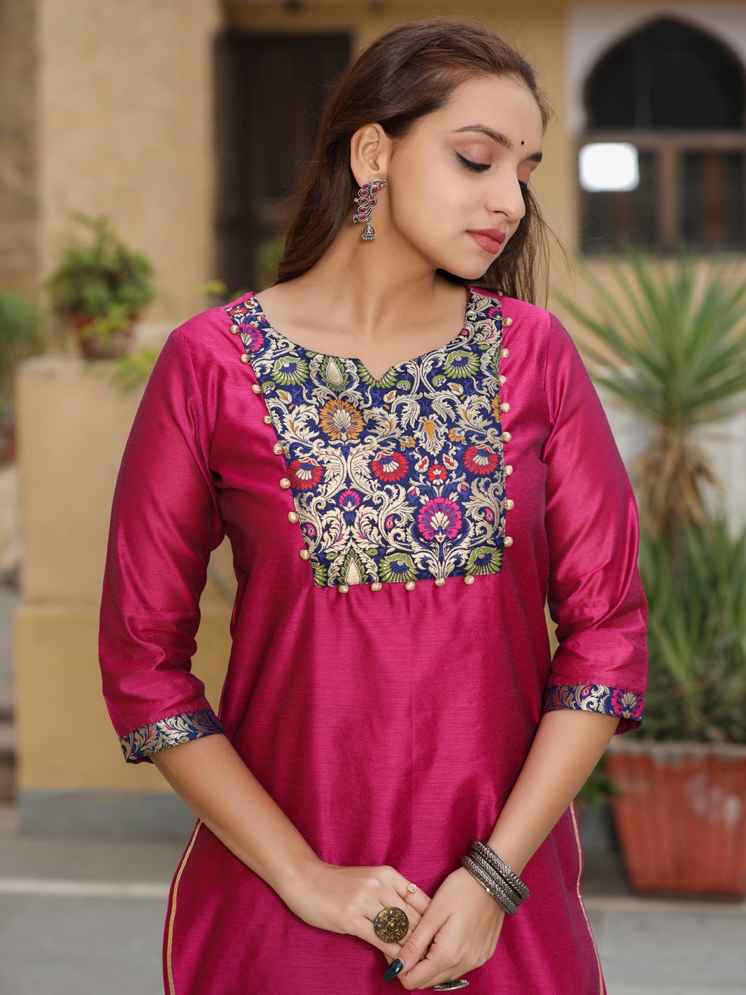 PINK Straight Kurta Set with Pants