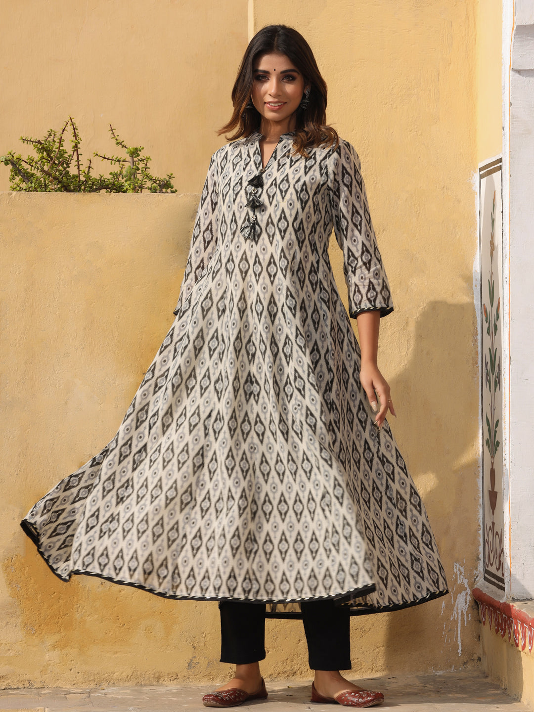Buy Latest Designer Geometric Print Anarkali Dress Online.