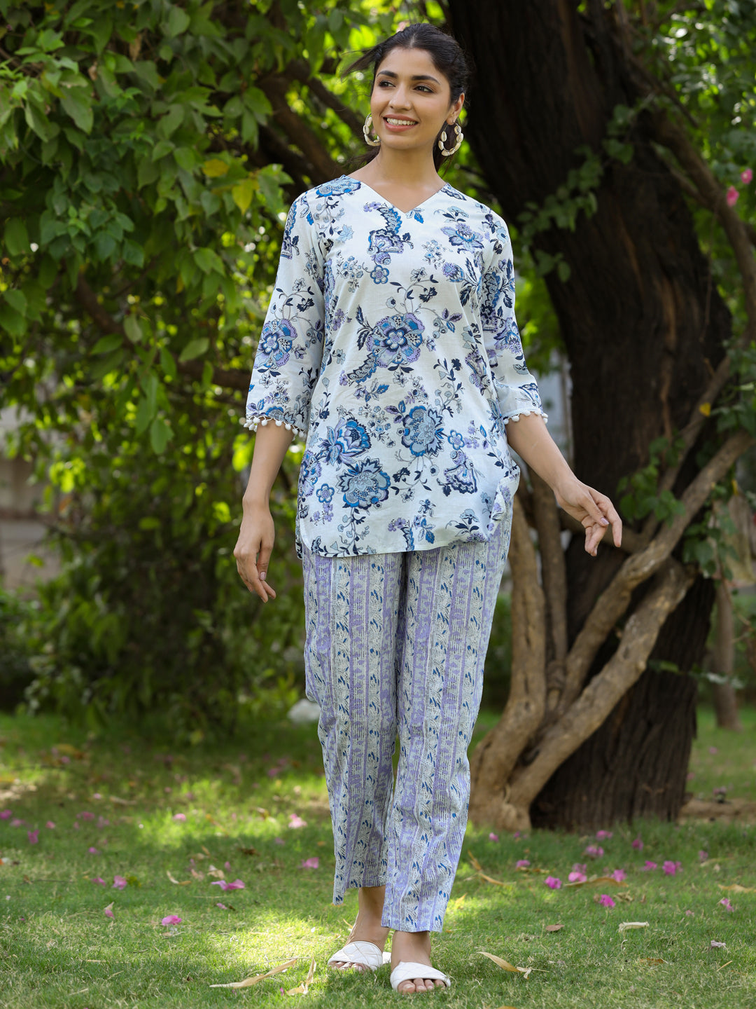 Buy Grey Modal Cotton Traditional Wear Printed Kurti With Pant Online From  Wholesale Salwar.