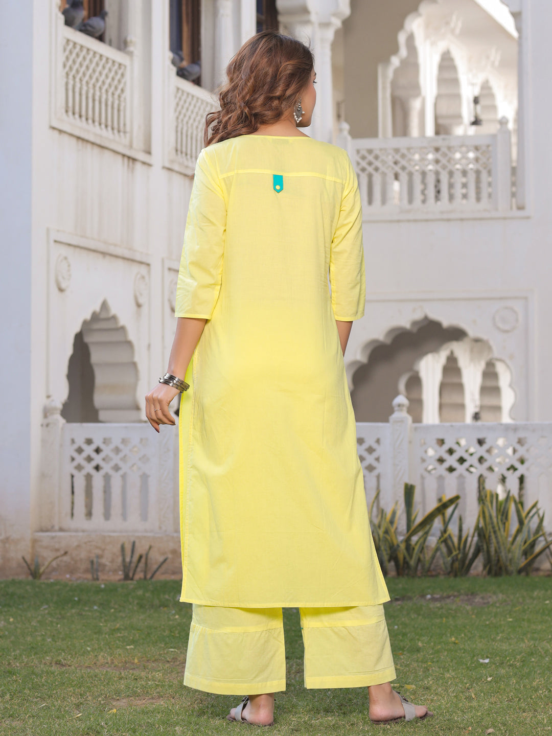 Yellow Embroidered Kurta & Palazzo Set