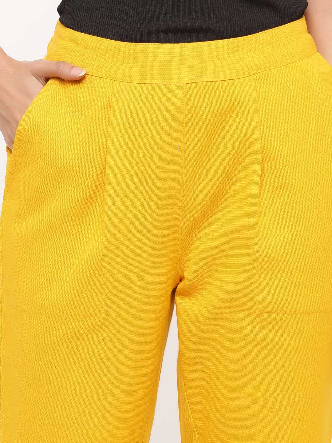 Buy Slim fit cotton slub pants for women
