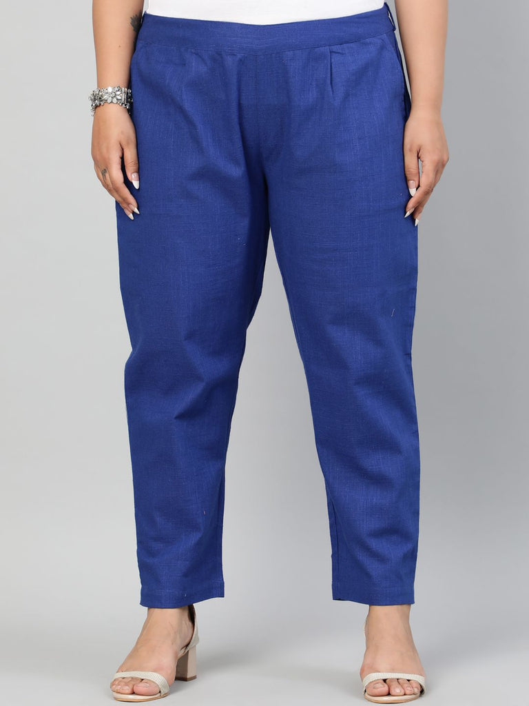 Shop Royal Blue Ethnic Wear Cotton Slub Pants